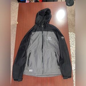 John Deere Men's Black and Gray Hooded Raincoat